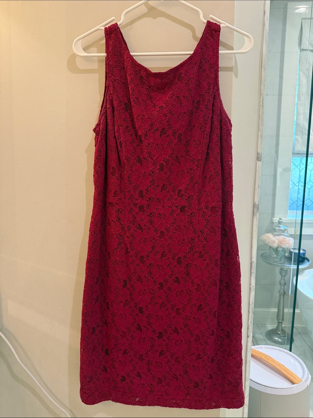 Banana Republic Sleeveless Burgundy Lace Shift Dress